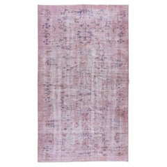 Handmade 1960s Turkish Rug Redyed in Pink, Great for Modern Interiors