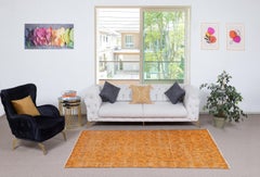 4.8x8.3 Ft handgeknüpfter Vintage-Teppich in Orange gefärbt für moderne Innenräume