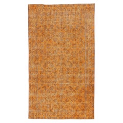 4.8x8.3 Ft handgeknüpfter Vintage-Teppich in Orange gefärbt für moderne Innenräume