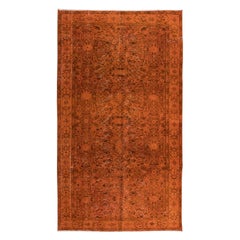 Tappeto arancione 4.8x8.3 Ft fatto a mano dalla Turchia, Tappeto moderno in lana anatolica