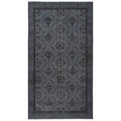 4.8x8.4 Ft Authentic Handmade Rug, Floral Patterned Carpet in Pure Gray Color