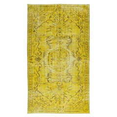 4.8x8.5 Ft Handmade Vintage Turkish Area Rug, Modern Yellow Carpet
