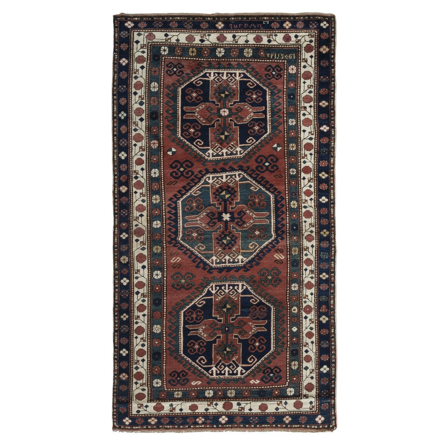 4.8x8.8 Ft Antique Armenian Lambolo - Lori Pambak Kazak Rug, Dated 1905 For Sale