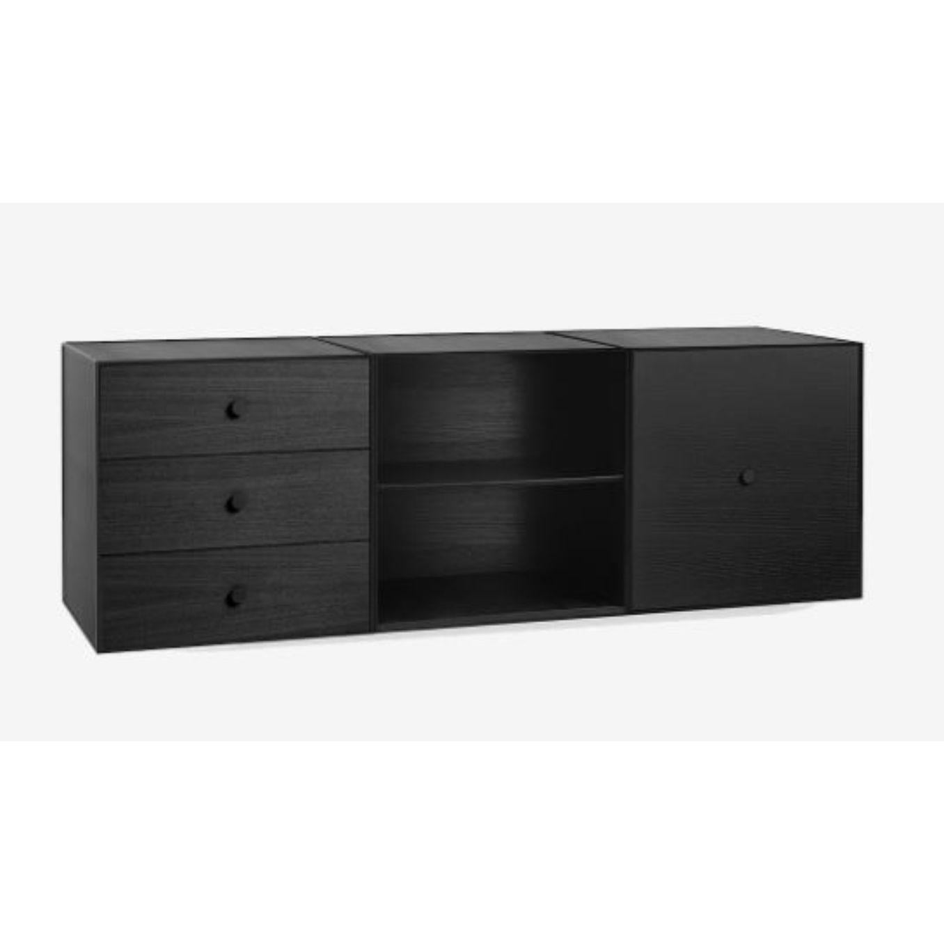 49 black ash frame box trio by Lassen
Dimensions: D 147 x W 42 x H 49 cm 
Materials: Finér, Melamin, Melamine, Metal, Veneer, Ash
Also available in different colours and dimensions.
Weight: 45 Kg

By Lassen is a Danish design brand focused on
