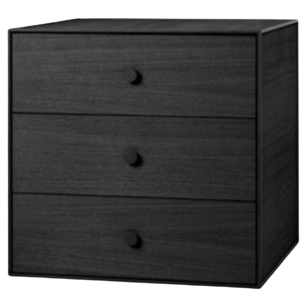 49 Black Ash Frame Box with 3 Drawers by Lassen For Sale