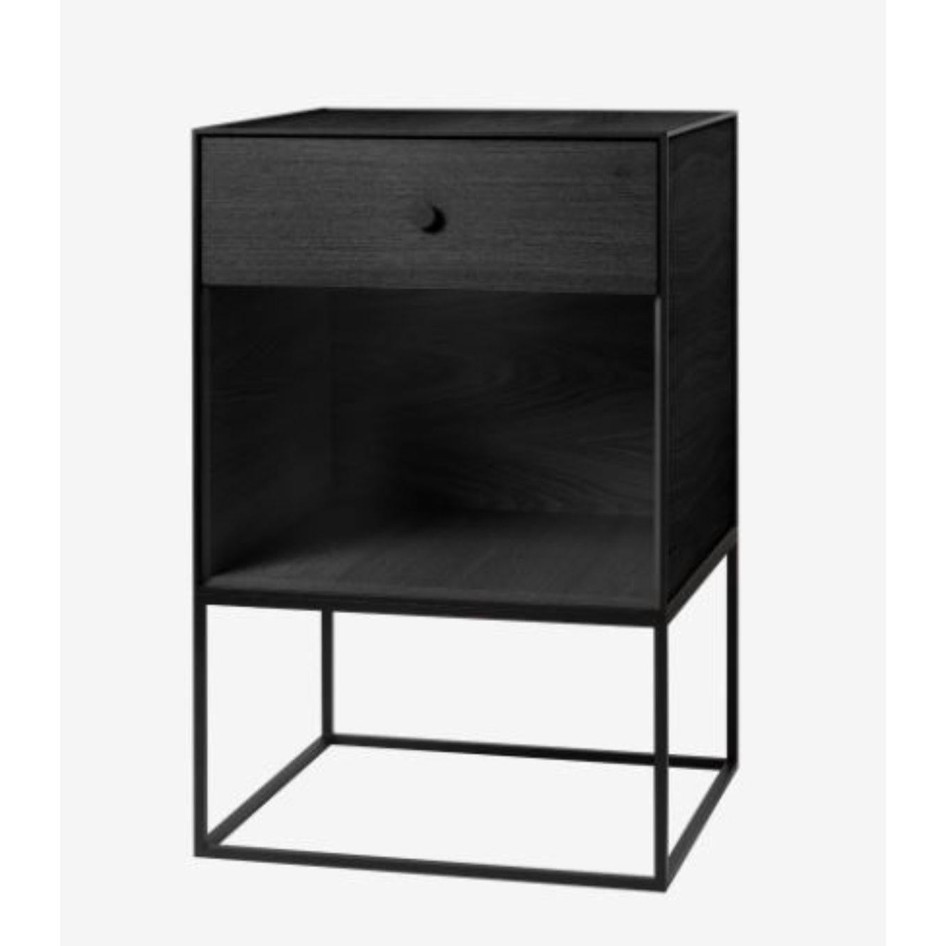49 black ash frame sideboard with 1 drawer by Lassen
Dimensions: W 49 x D 42 x H 77 cm 
Materials: Finér, Melamin, Melamine, Metal, Veneer, Ash
Also available in different colors and dimensions. 
Weight: 15.50 Kg

By Lassen is a Danish design