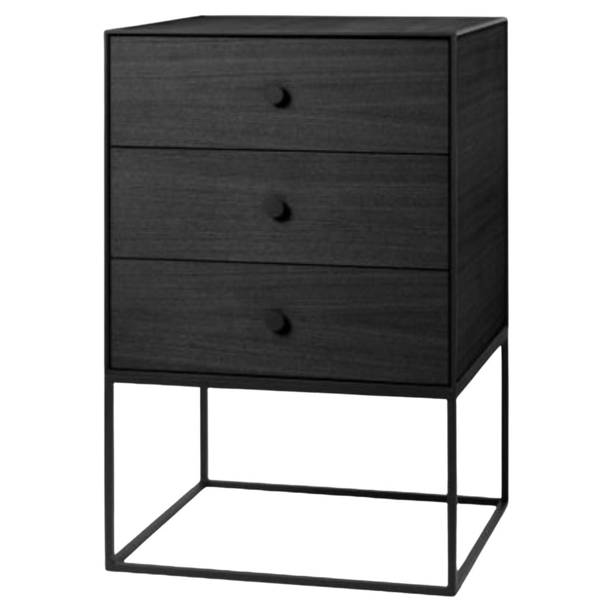 49 Black Ash Frame Sideboard with 3 Drawers by Lassen For Sale