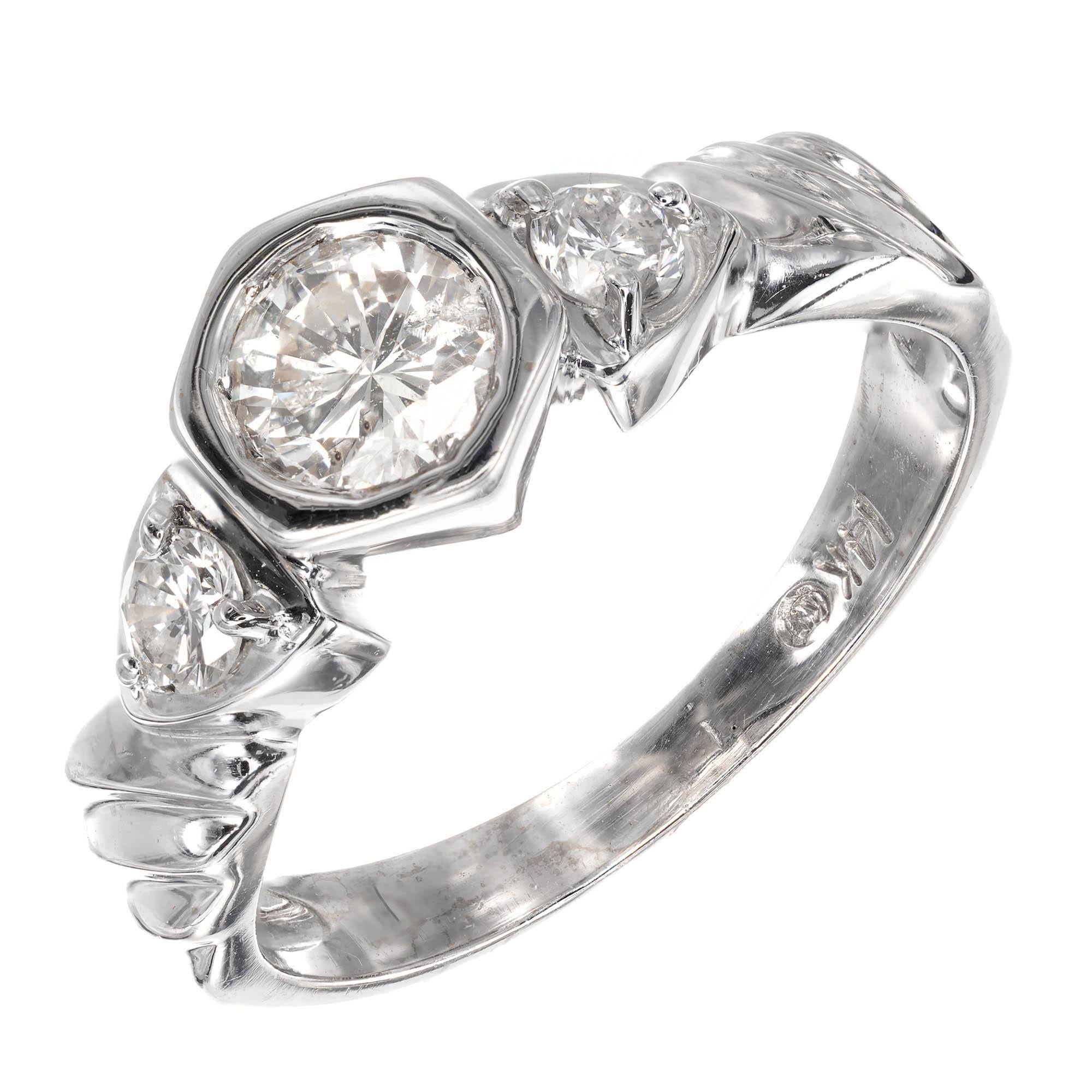 .49 Carat Diamond Three-Stone White Gold Engagement Ring