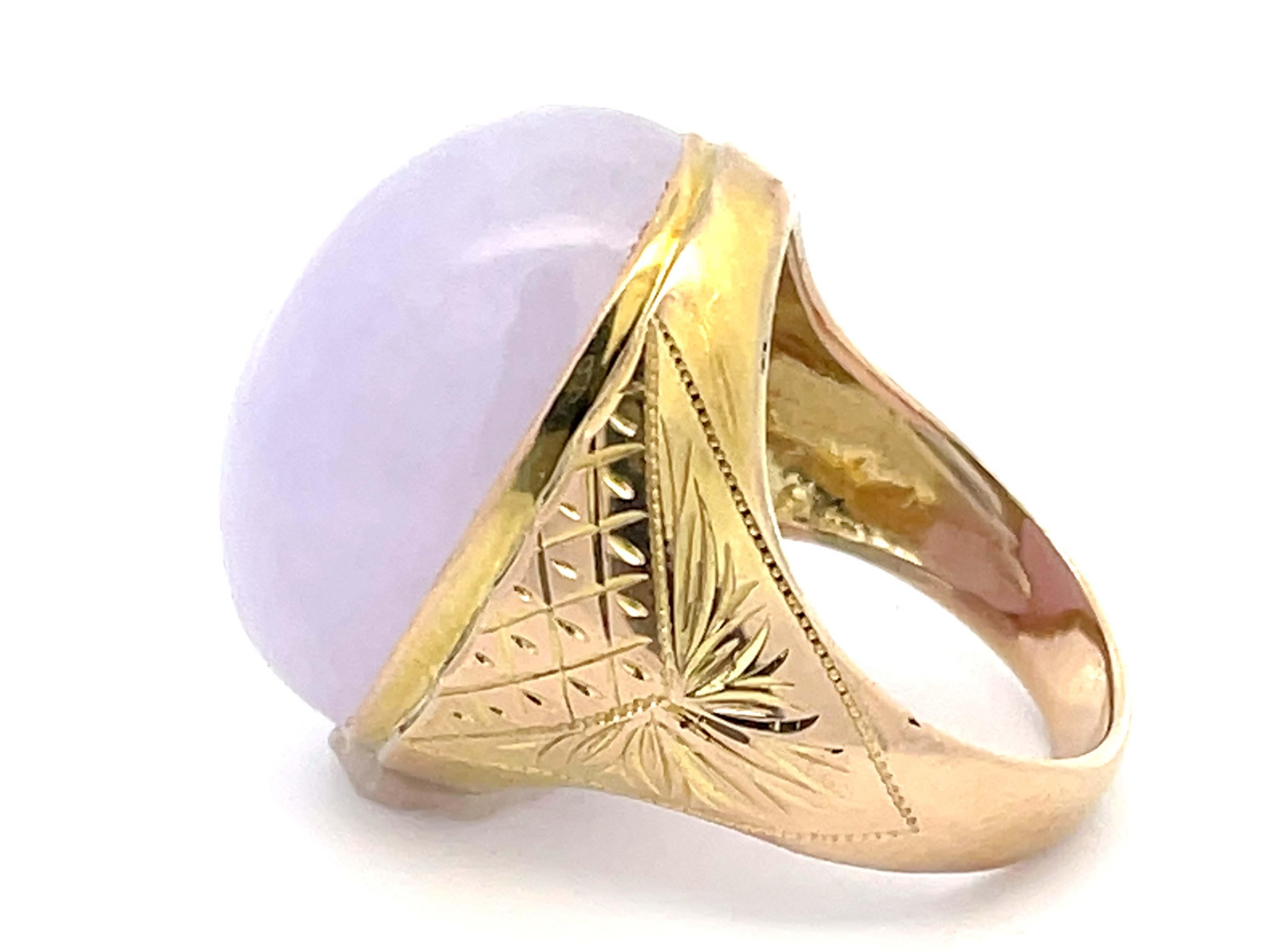 Women's 49 Carat Lavender Jade Double Cabochon Ring in 14k Yellow Gold