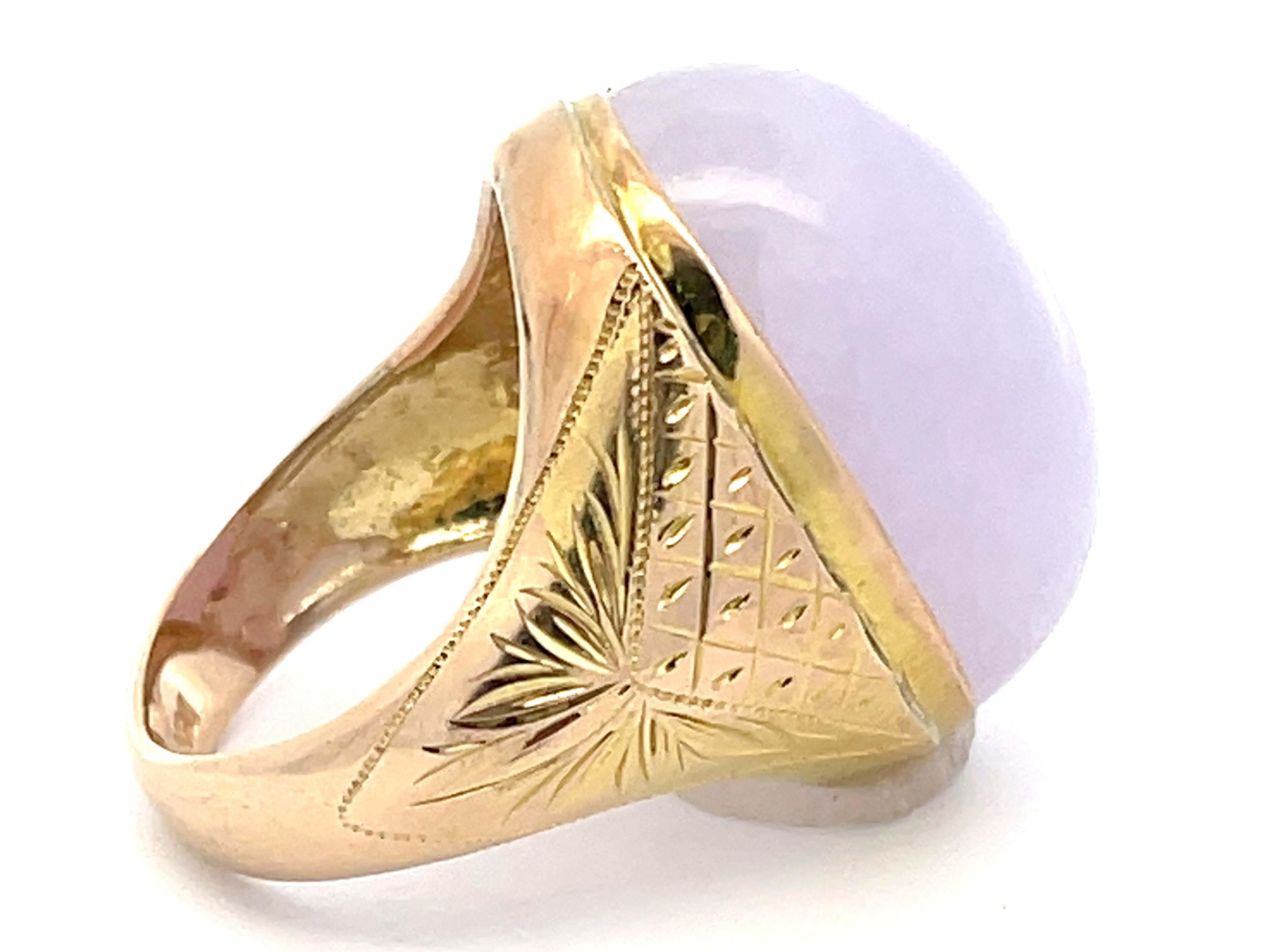 49 Carat Lavender Jade Double Cabochon Ring in 14k Yellow Gold 1