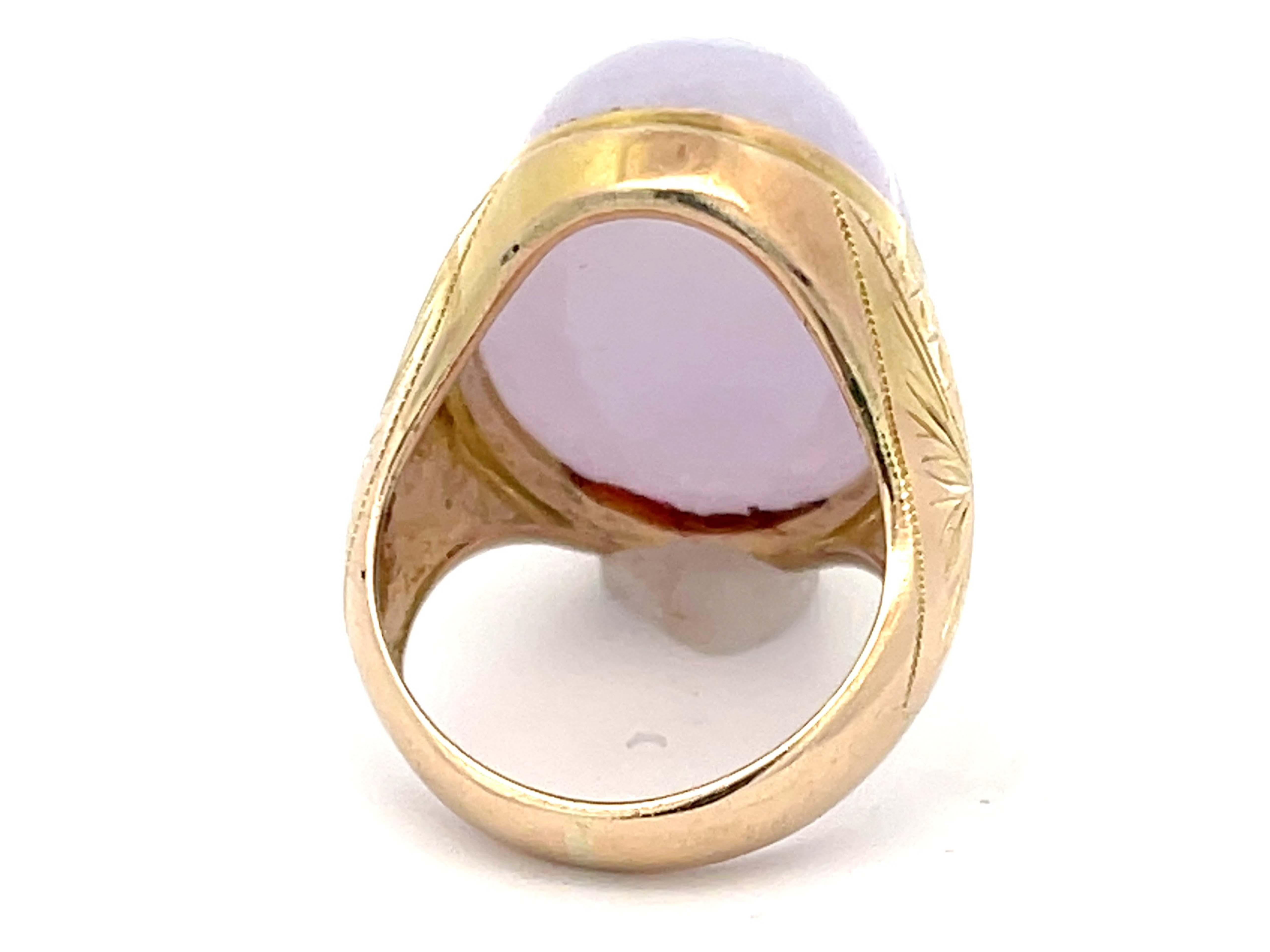 49 Carat Lavender Jade Double Cabochon Ring in 14k Yellow Gold 2