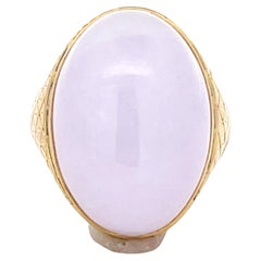 Vintage 49 Carat Lavender Jade Double Cabochon Ring in 14k Yellow Gold