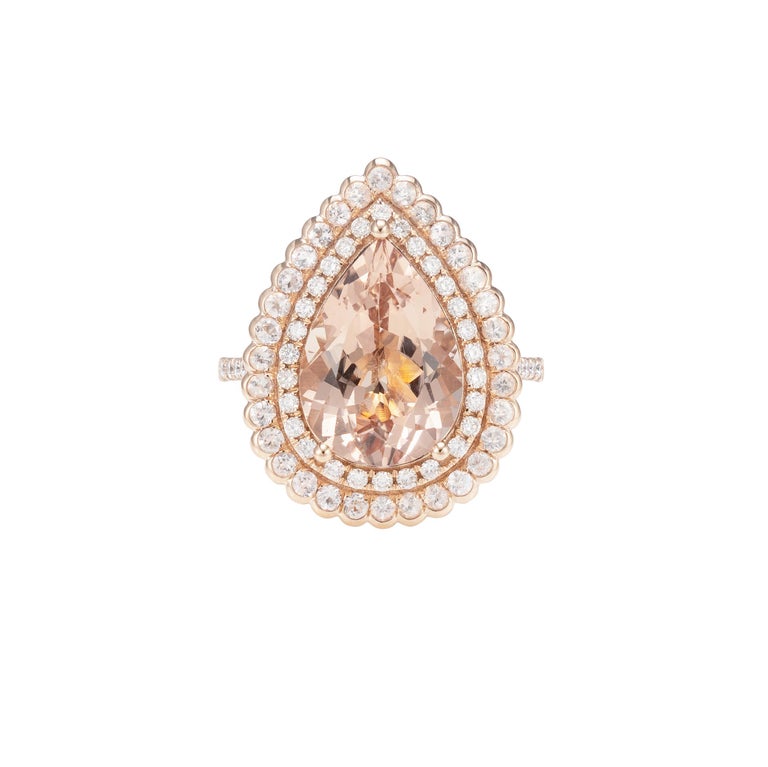 4.9 Carat Morganite and Diamond Ring in 18 Karat Rose Gold For Sale at ...