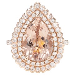 Sunita Nahata Morganite 4.90ct. Fancy Ring in 18Karat Rose Gold with Diamond.