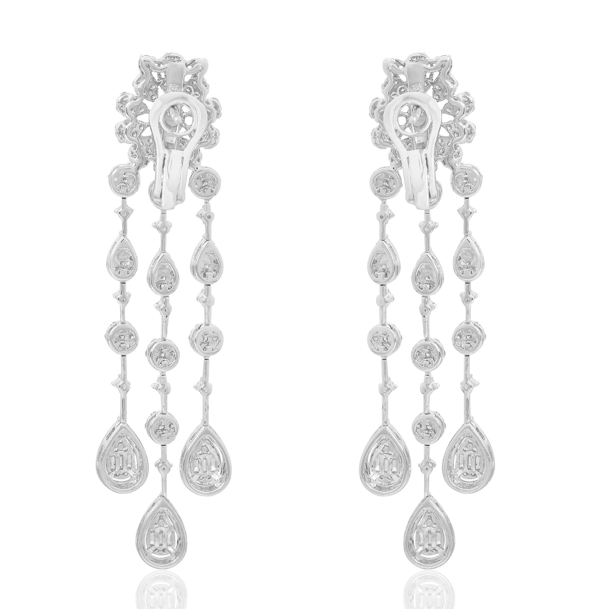Modern 4.9 Carat SI Clarity HI Color Diamond Chandelier Earrings 14k White Gold Jewelry For Sale