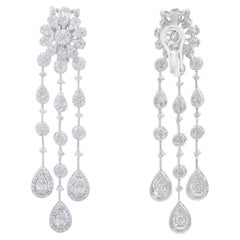 4.9 Carat SI Clarity HI Color Diamond Chandelier Earrings 14k White Gold Jewelry