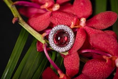 13 Carat Natural Tourmaline Rubellite Diamonds 18 Karat Black Gold Ring by D&A