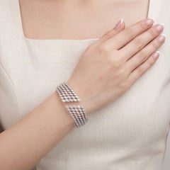 4.9 Ct SI/H Diamond Cluster Statement Manschette Armreif Armband 14 Karat Weißgold