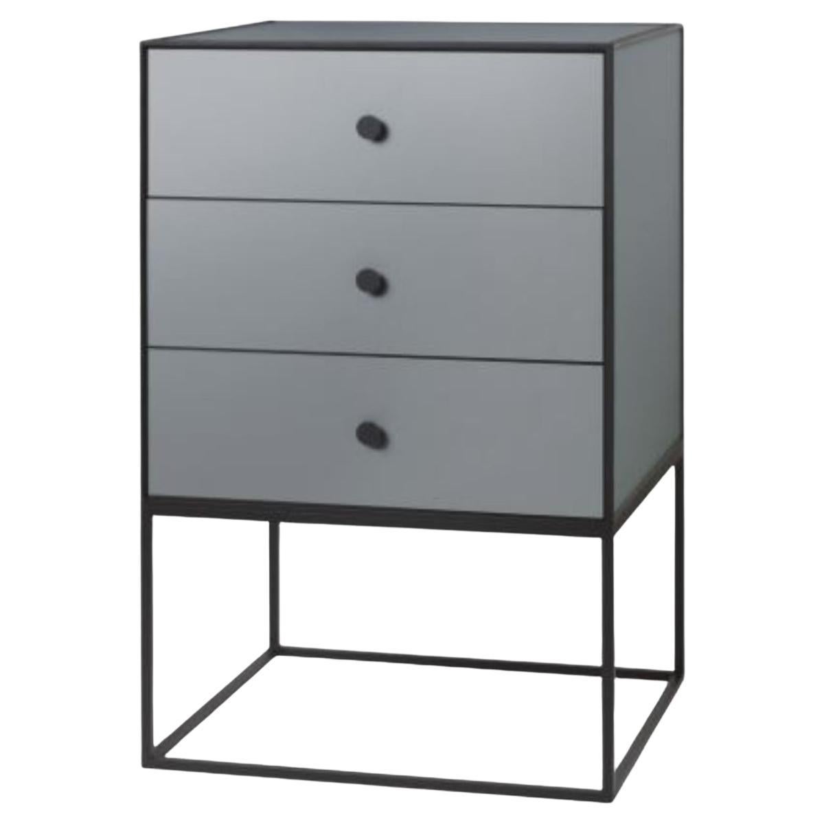 49 Dark Grey Frame Sideboard with 3-Drawers by Lassen For Sale