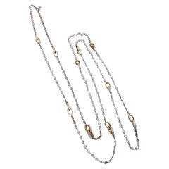 Collana da 49" con diamanti da un metro e 8,00 carati totali in oro bianco e giallo da 18 carati
