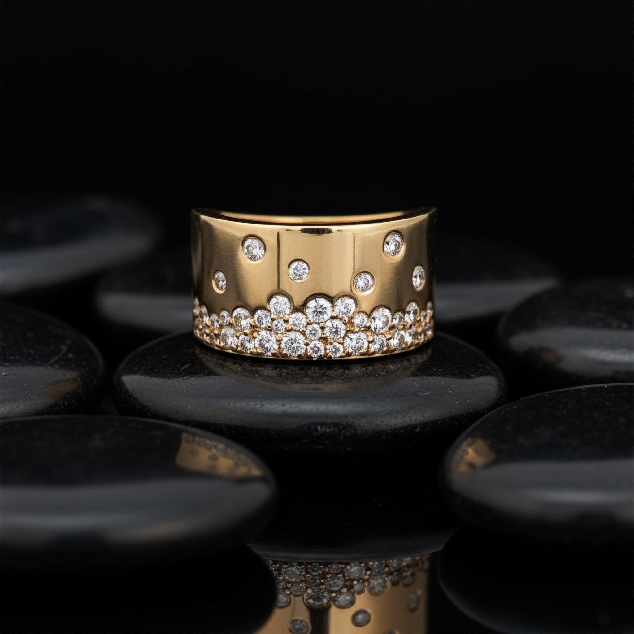 in vendita:  49 diamanti Anello a sigaro in oro giallo 14 carati (o 18 carati su richiesta) 3