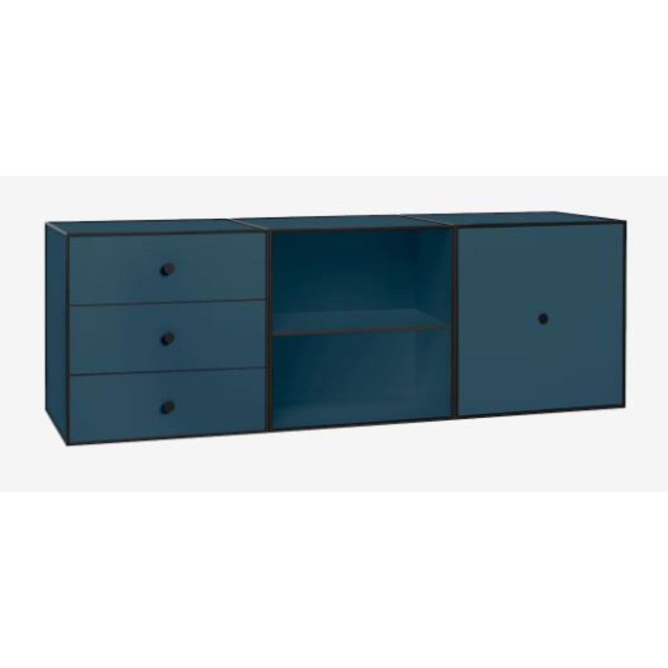 49 Fjord frame box trio by Lassen
Dimensions: D 147 x W 42 x H 49 cm 
Materials: Finér, Melamin, Melamine, Metal, Veneer
Also available in different colors and dimensions. 
Weight: 45 Kg

By Lassen is a Danish design brand focused on iconic