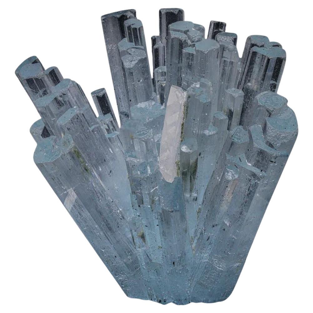 49 grammes d'aigue-marine bleu roi avec quartz du Pakistan