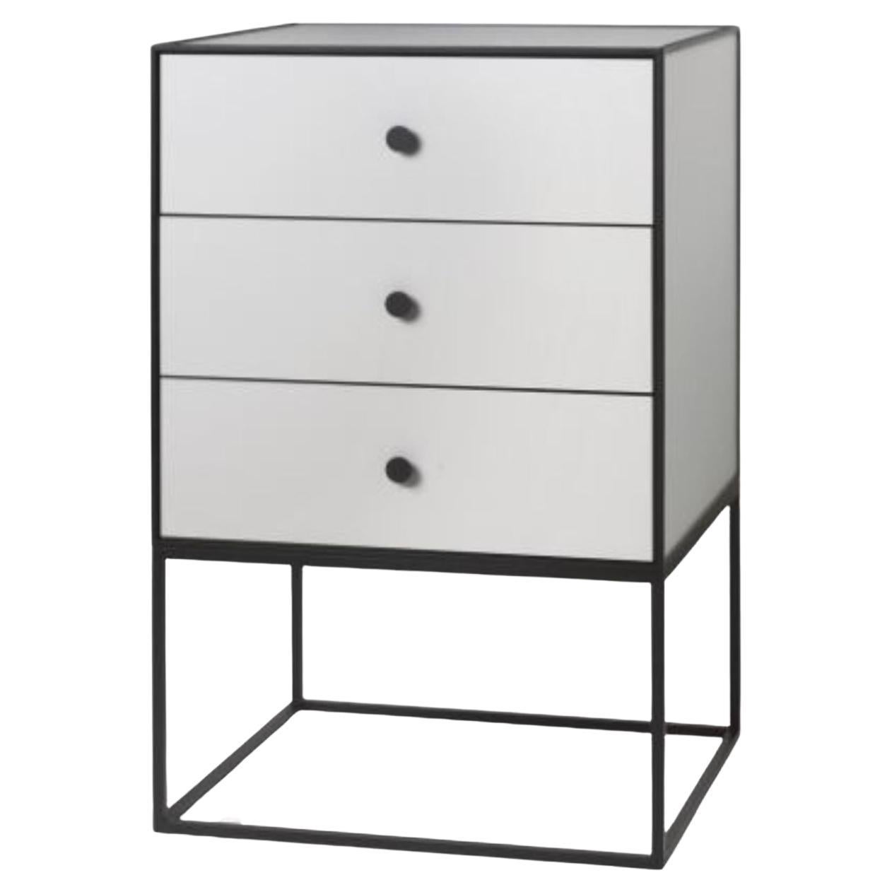 49 Light Grey Frame Sideboard with 3 Drawers by Lassen For Sale