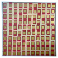 49" Minimalist Organic Modern Gold Foil Grid Painting