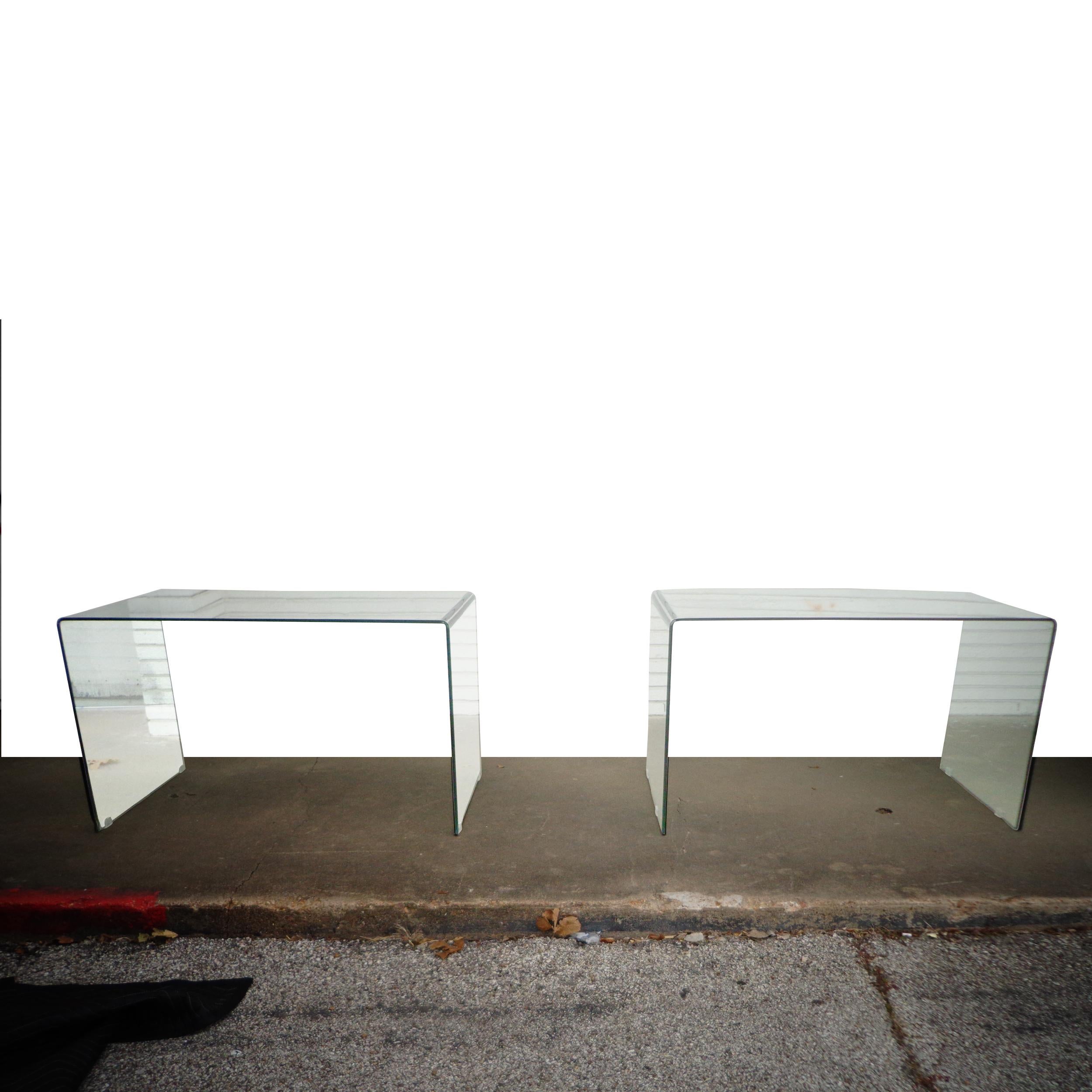Modern Waterfall Glass Desk or Console Table For Sale 3
