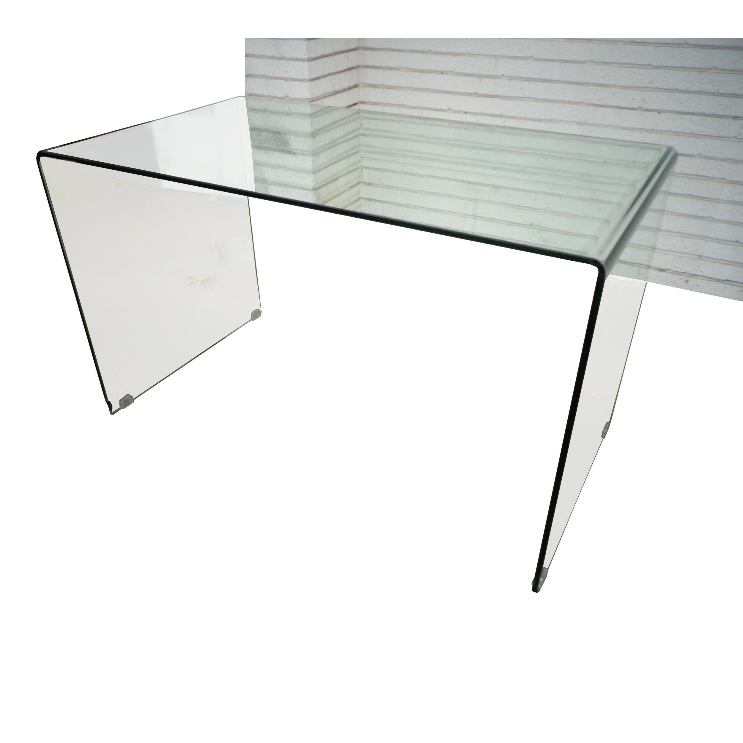 Modern Waterfall Glass Desk or Console Table For Sale 3