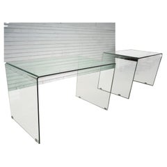 Modern Waterfall Glass Desk or Console Table
