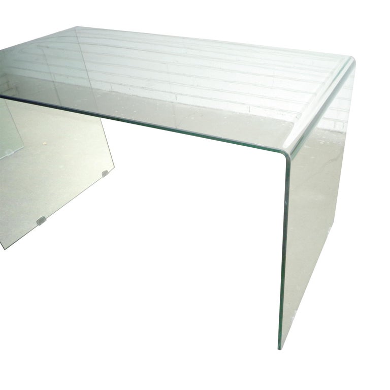 Modern Waterfall Glass Desk or Console Table For Sale at 1stDibs