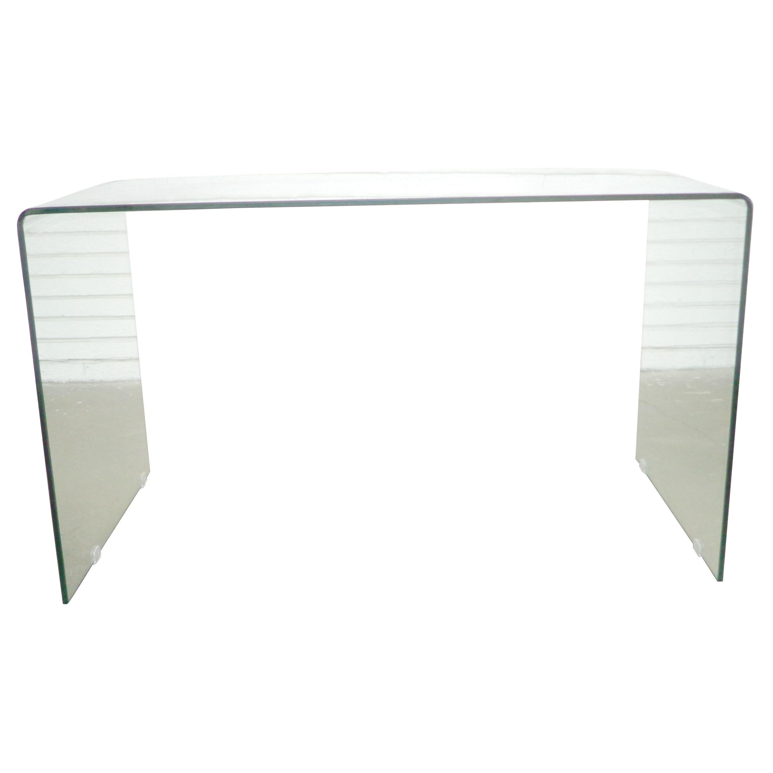 Mid-Century Modern Modern Waterfall Glass Desk or Console Table For Sale