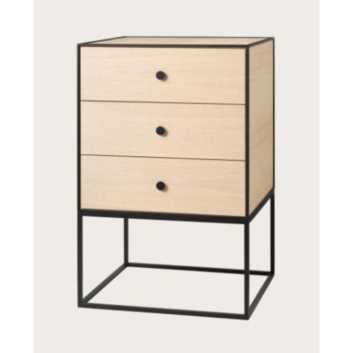 Contemporary 49 Oak Frame Box with 3 Drawers by Lassen For Sale