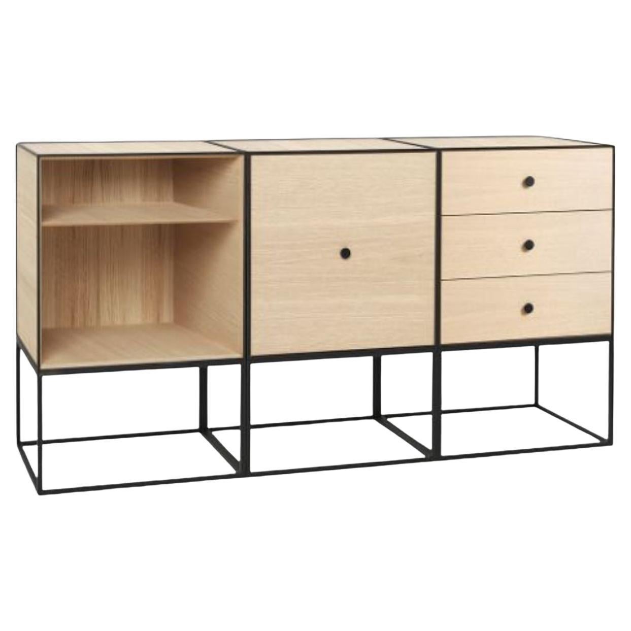 49 Oak Frame Sideboard Trio by Lassen For Sale