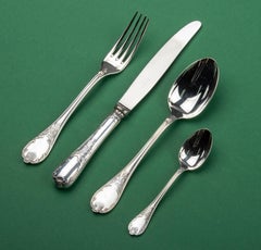 49-Piece of Silver Plated Flatware Made by Christofle Model Marly
