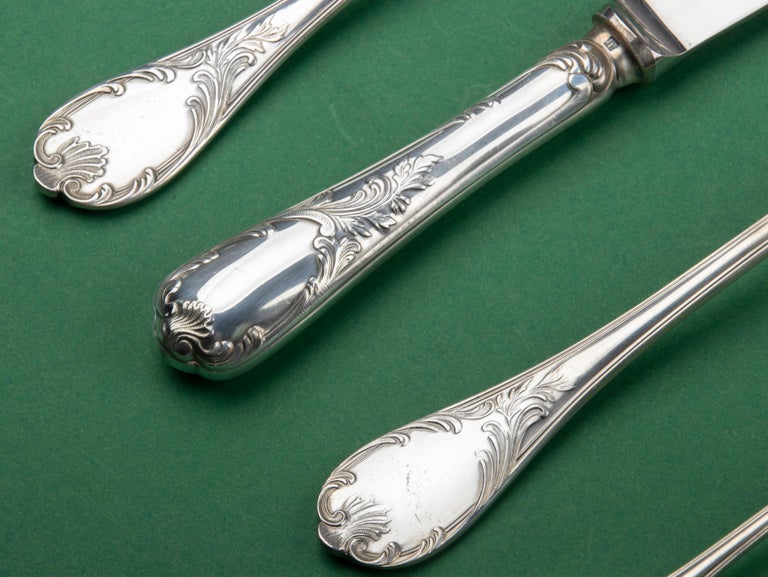 49Piece of Silver Plated Flatware Made by Christofle Model Marly at