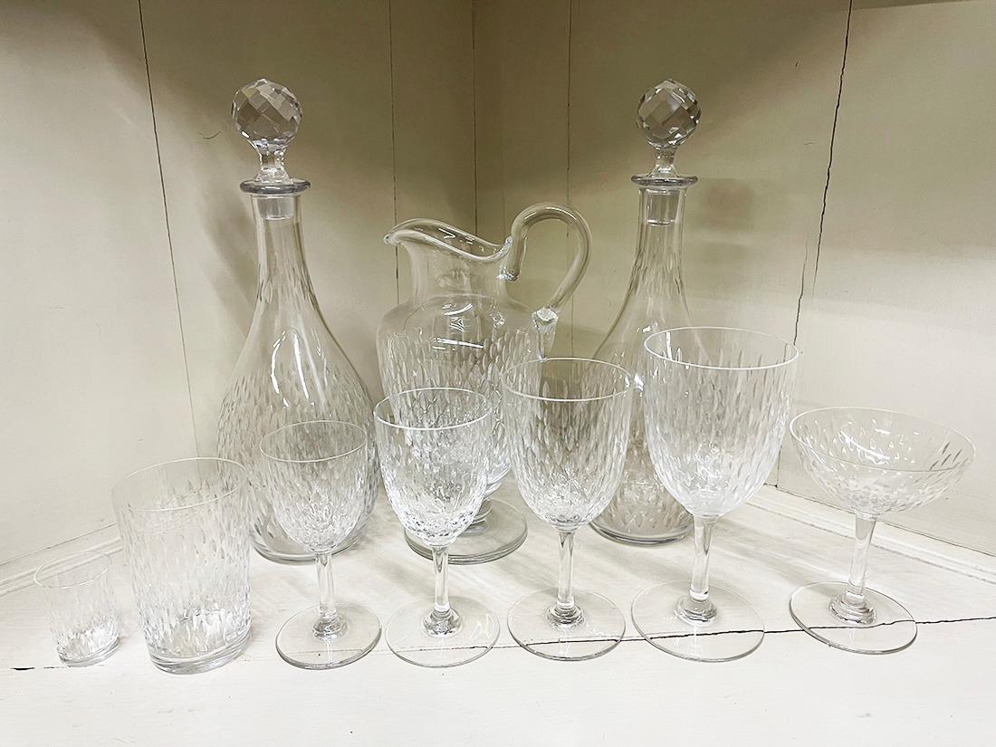 49 pieces Crystal set by Baccarat, France

A beautiful set of crystal made by Baccarat, France with the Paris cut pattern.
Baccarat Founded in 1764, France, about 200 miles from Paris.
In 1936, Baccarat's signature was systematically applied to