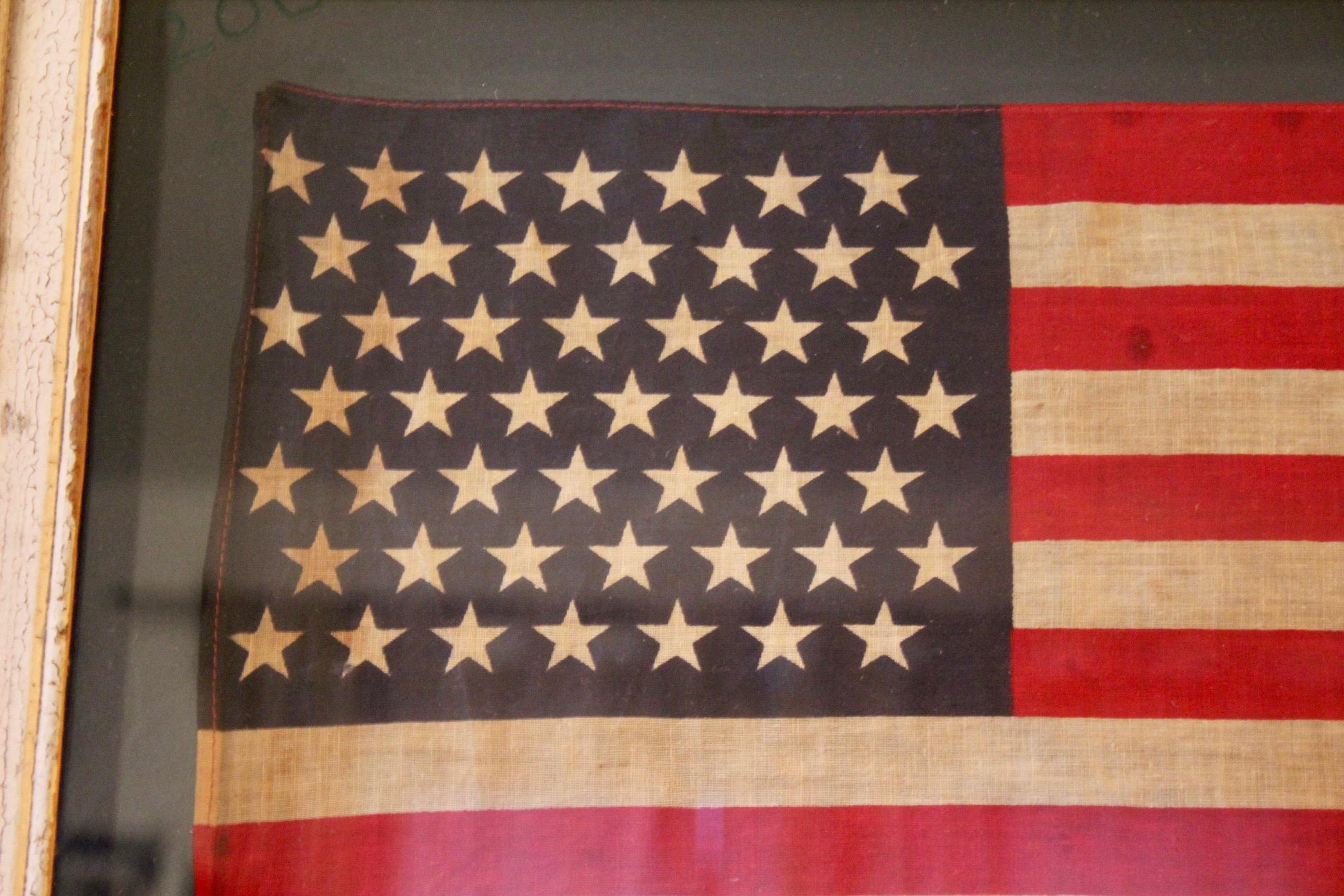 Mid-20th Century 49-Star American Flag, Antique Printed on Silk, 20th Century