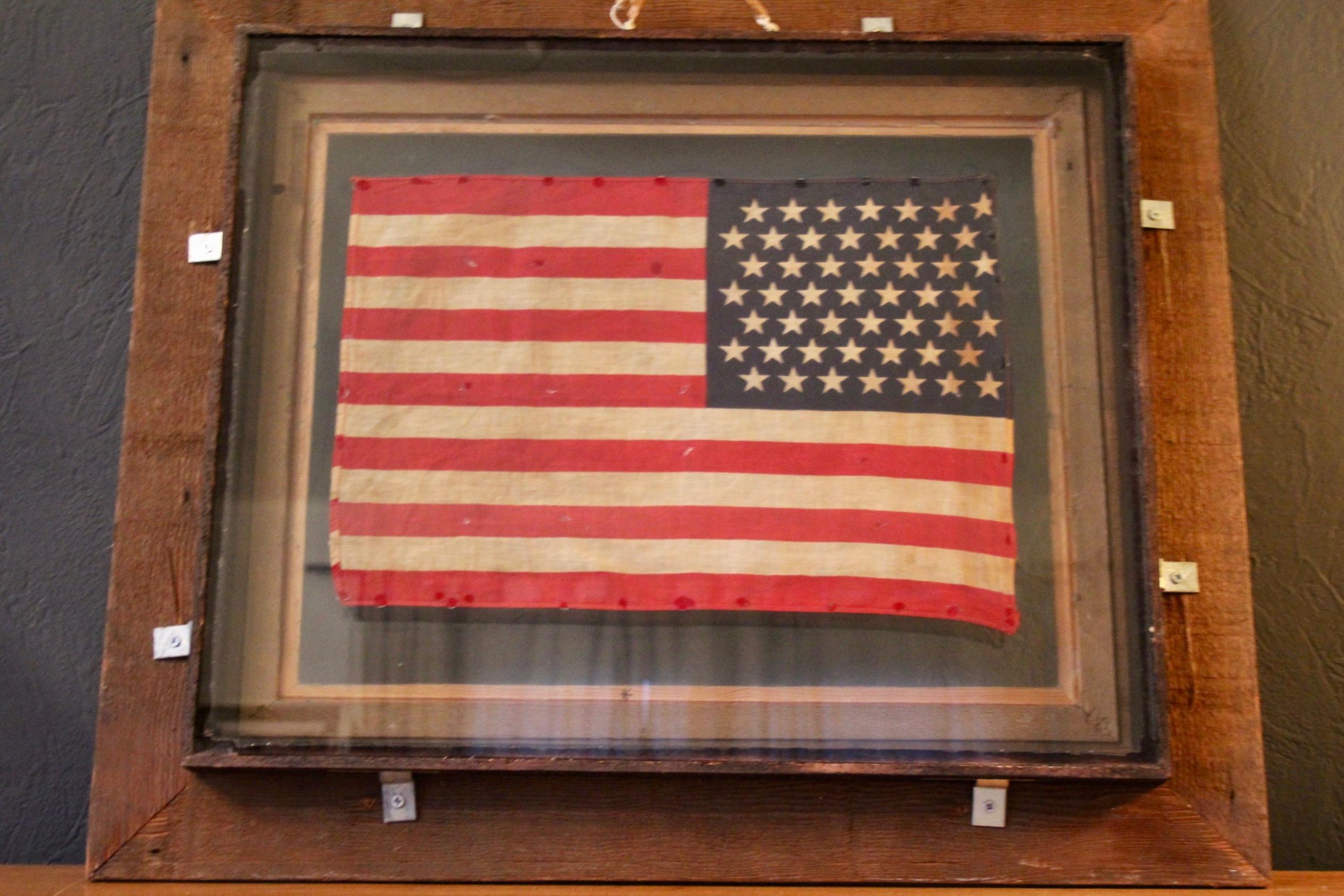 49-Star American Flag, Antique Printed on Silk, 20th Century 4