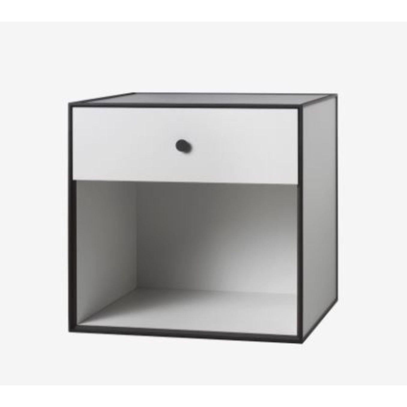 Modern 49 White Frame Box with 1 Drawer by Lassen For Sale