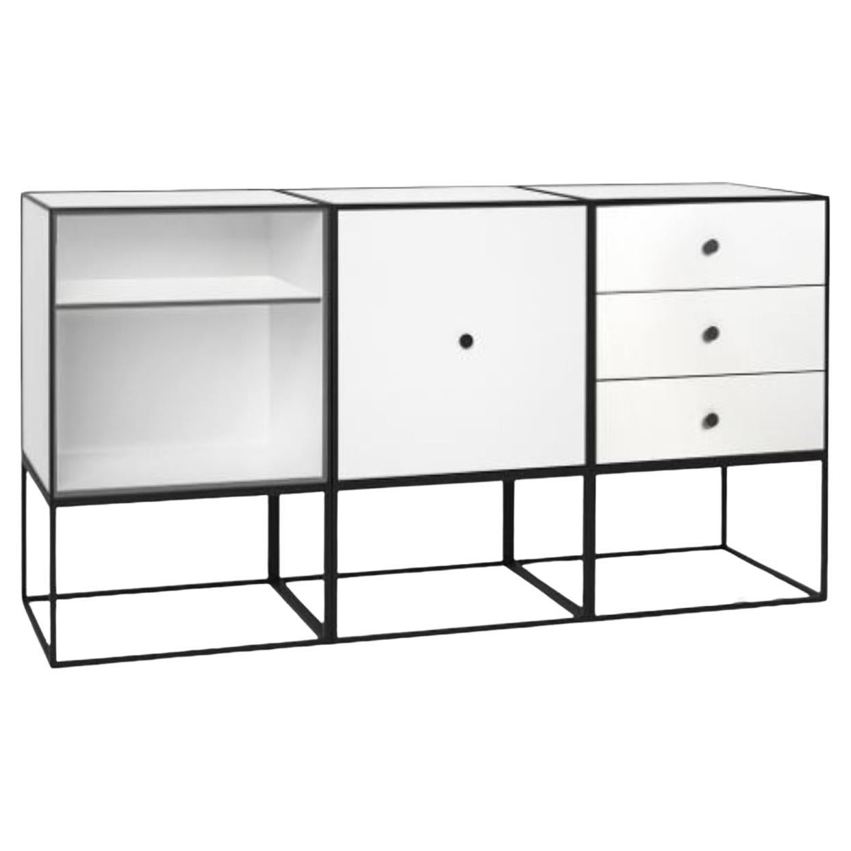 49 White Frame Sideboard Trio by Lassen For Sale