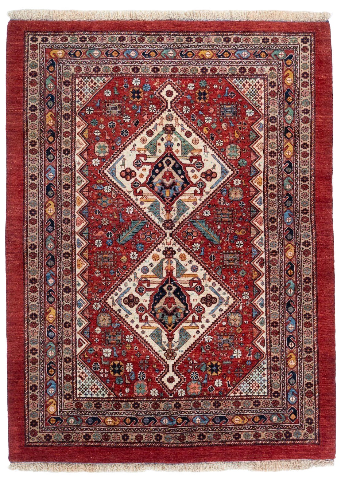 4'9" x 6'4" Antique Turkish Qashqai Tribal Hand-Knotted Wool Area Rug