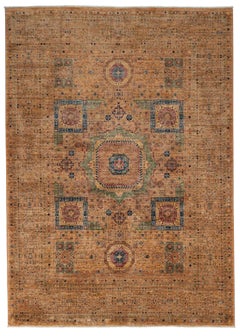 4'9" x 6'7" – Handgeknüpfter afghanischer Teppich aus Mamluke-Wolle – Klassischer Teppich mit geometrischem Muster