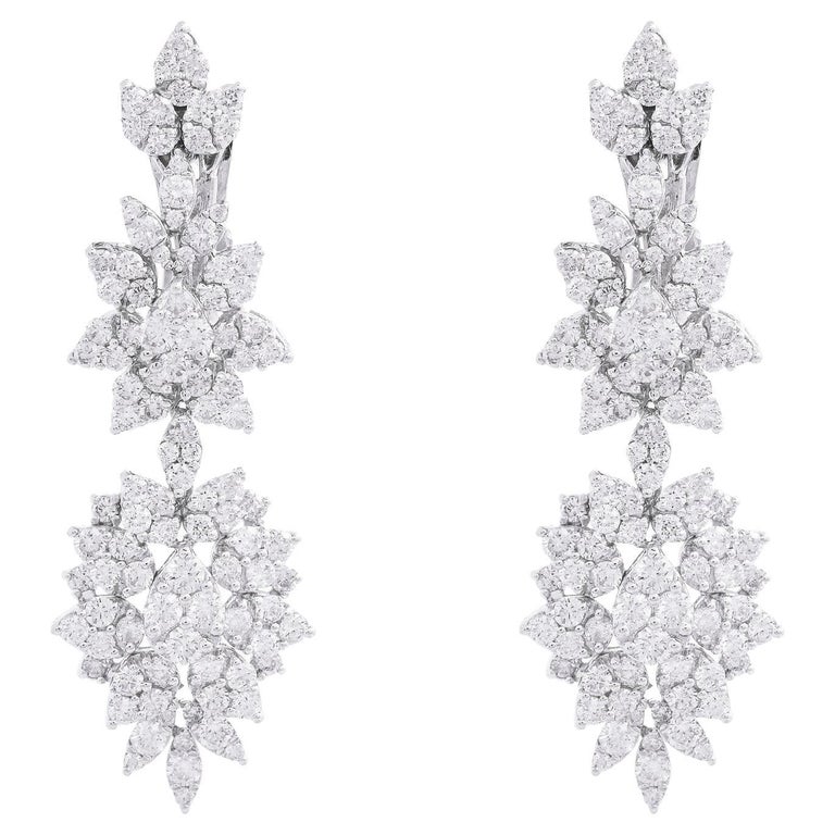4.90 Carat Diamond 14 Karat White Gold Chandelier Earrings For Sale