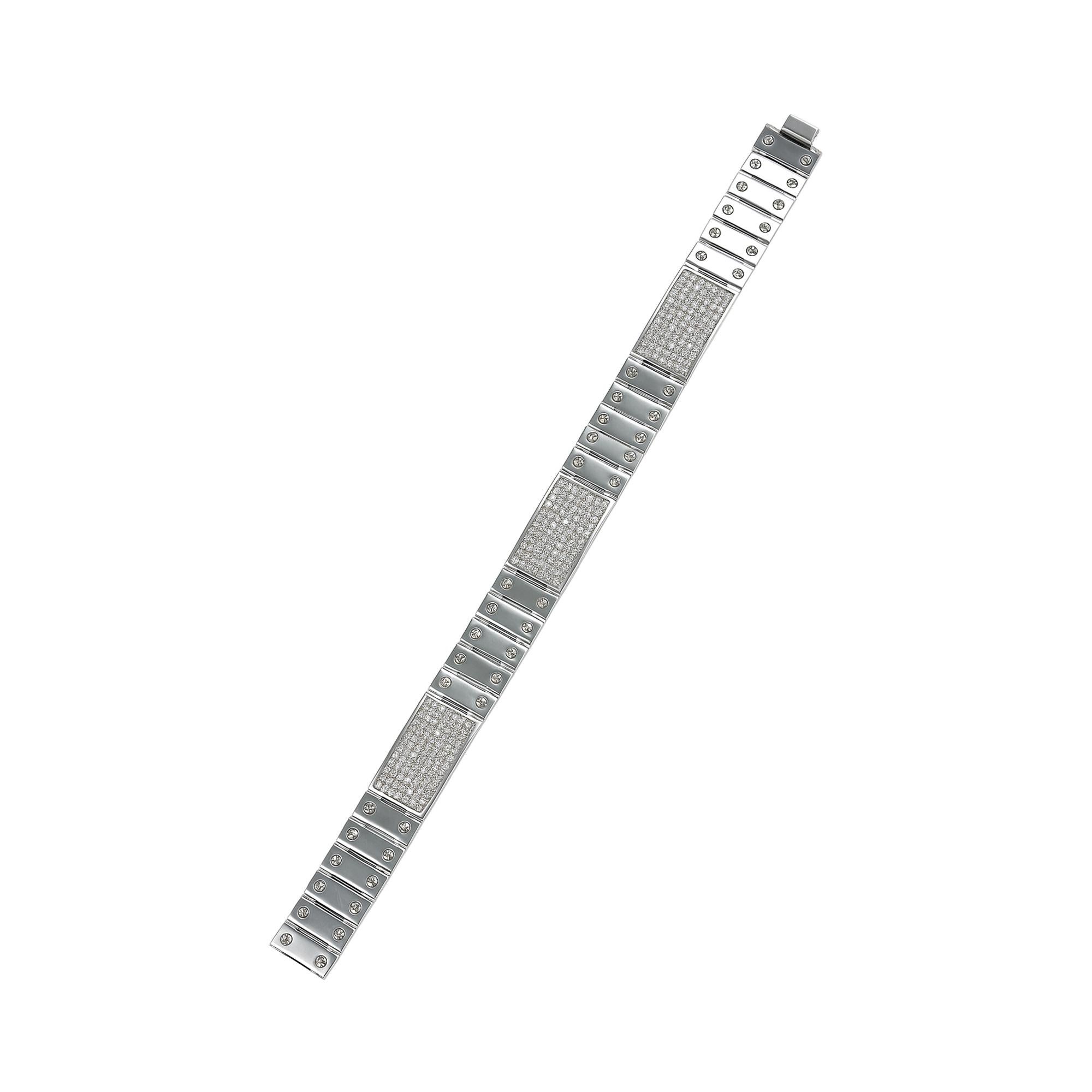 4,90 Karat Diamant Id Schraube Link Herrenarmband 14K Weißgold 59,4 Gramm im Angebot 5