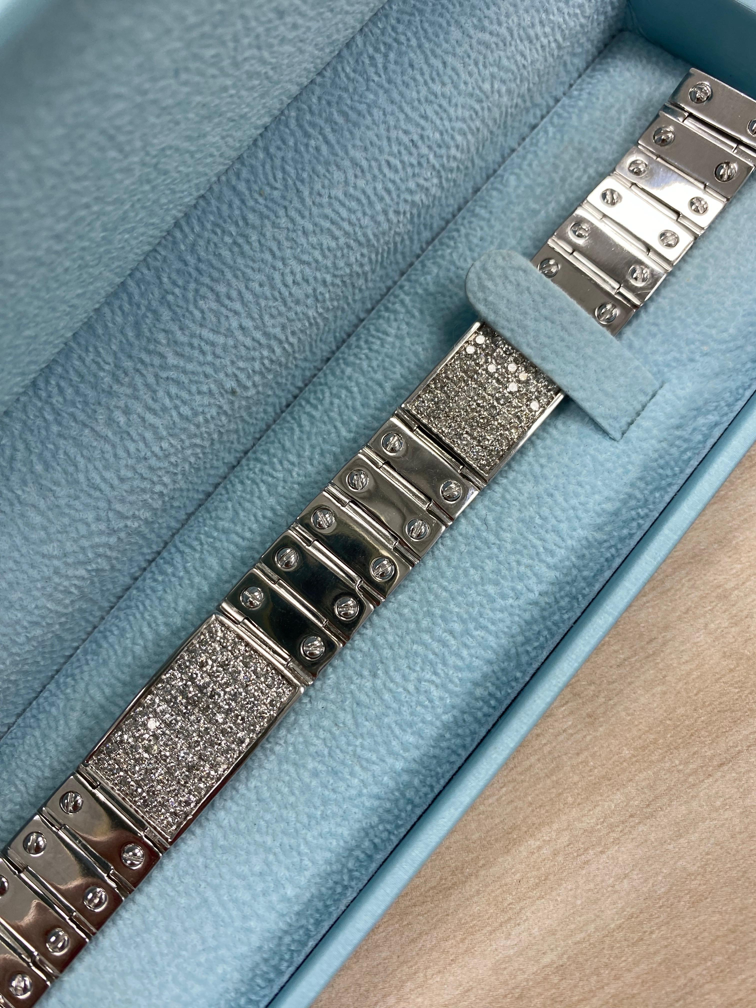 4,90 Karat Diamant Id Schraube Link Herrenarmband 14K Weißgold 59,4 Gramm im Angebot 1