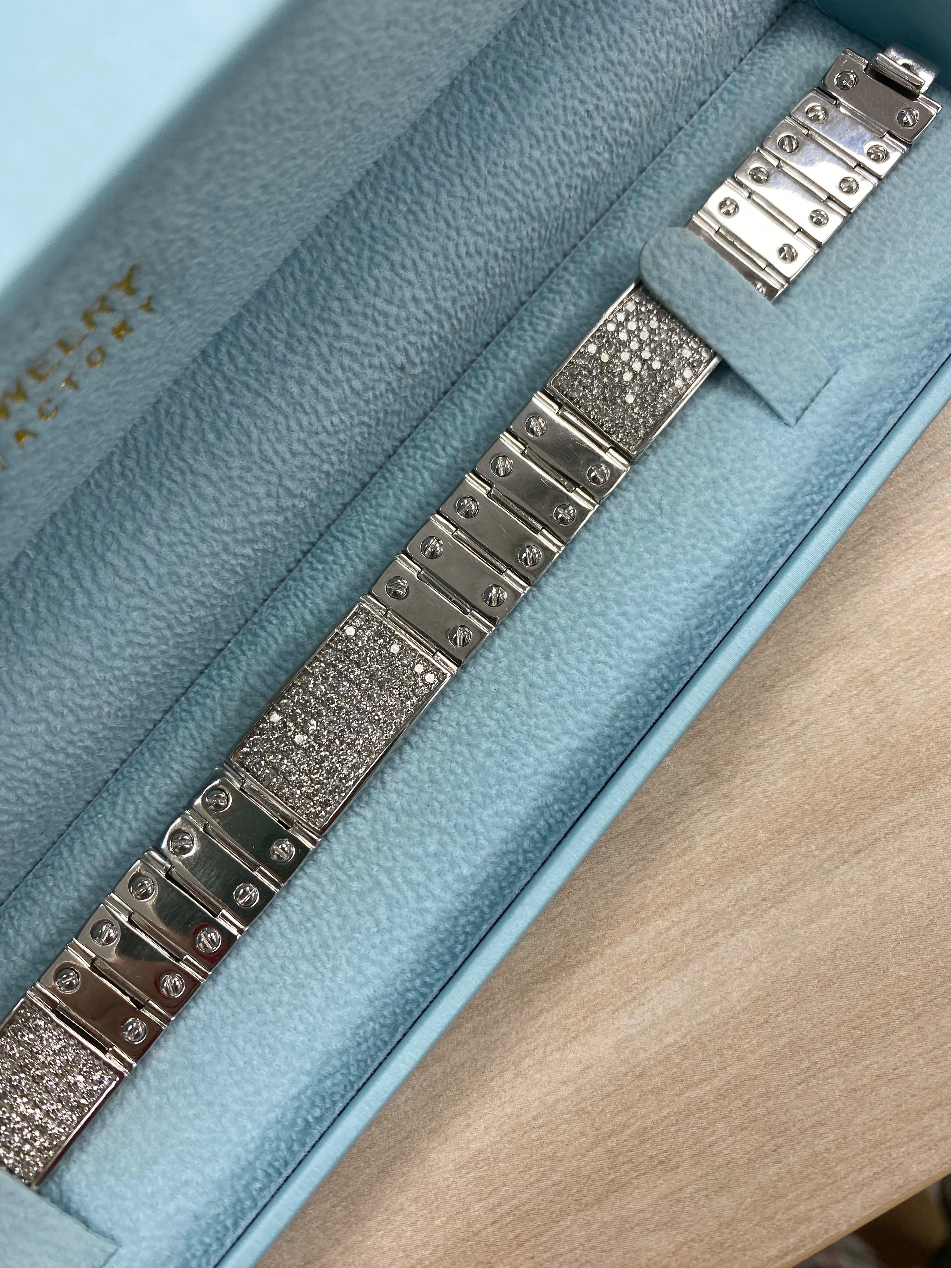 4,90 Karat Diamant Id Schraube Link Herrenarmband 14K Weißgold 59,4 Gramm im Angebot 2