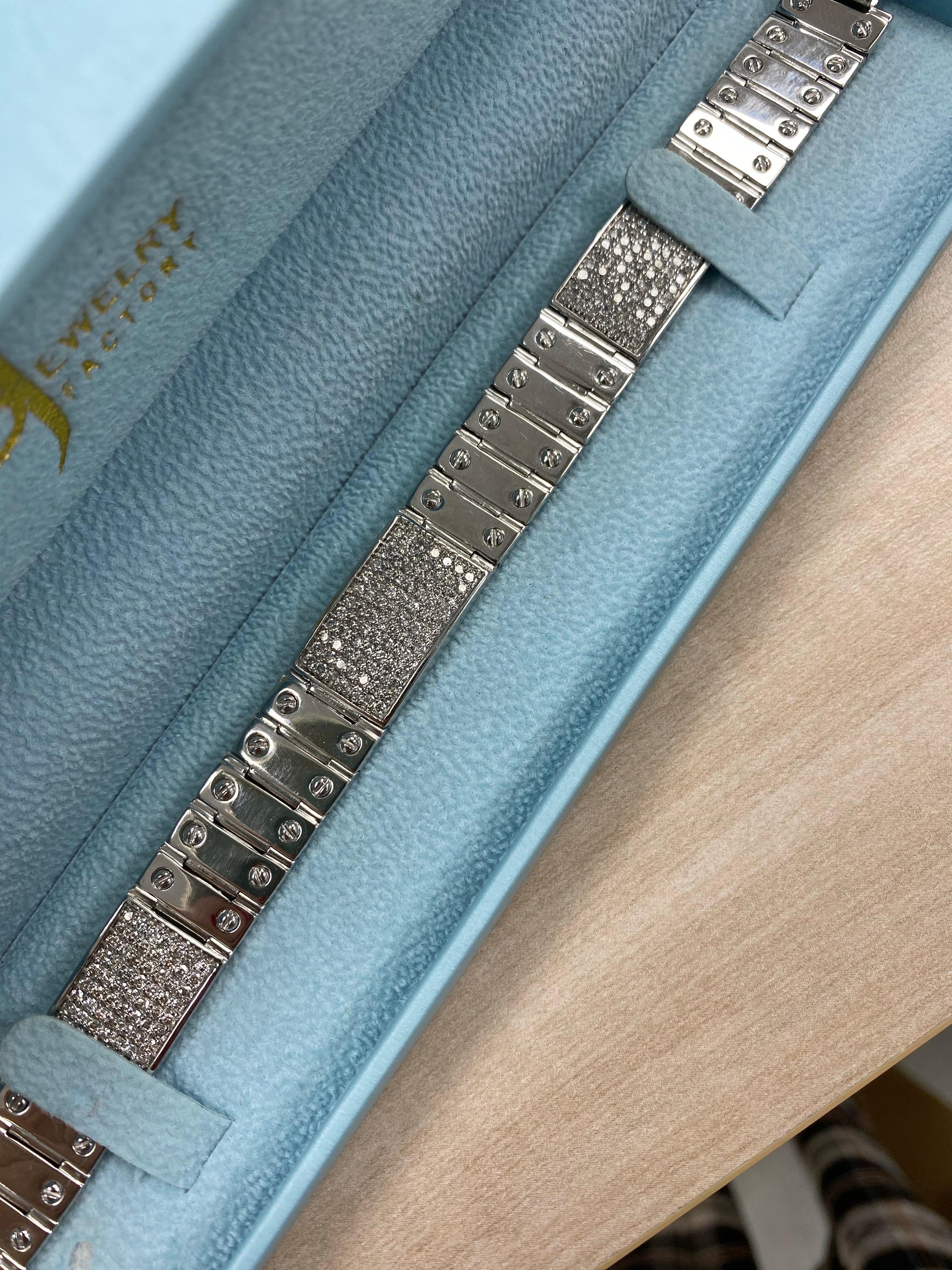 4,90 Karat Diamant Id Schraube Link Herrenarmband 14K Weißgold 59,4 Gramm im Angebot 3